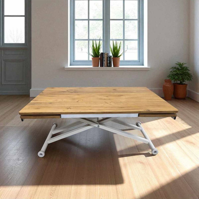 Hanah Home Mesa de Comedor Extensible Pino y Blanco
